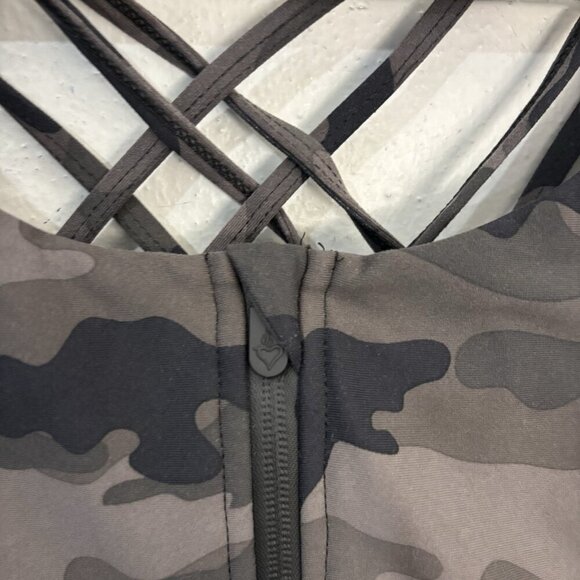 Torrid Happy Camper Front Zip Sport Bra Camo Print Women 2 X - Picture 3 of 9